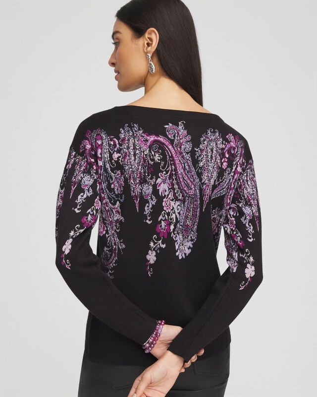 Jacquard Paisley Pullover Sweater - image 3